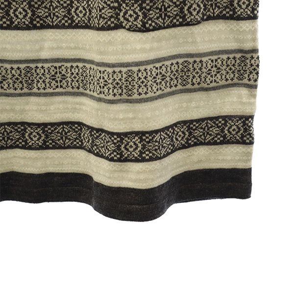 未使用 総柄 長袖 ニット ワンピース フリー グレー レディース