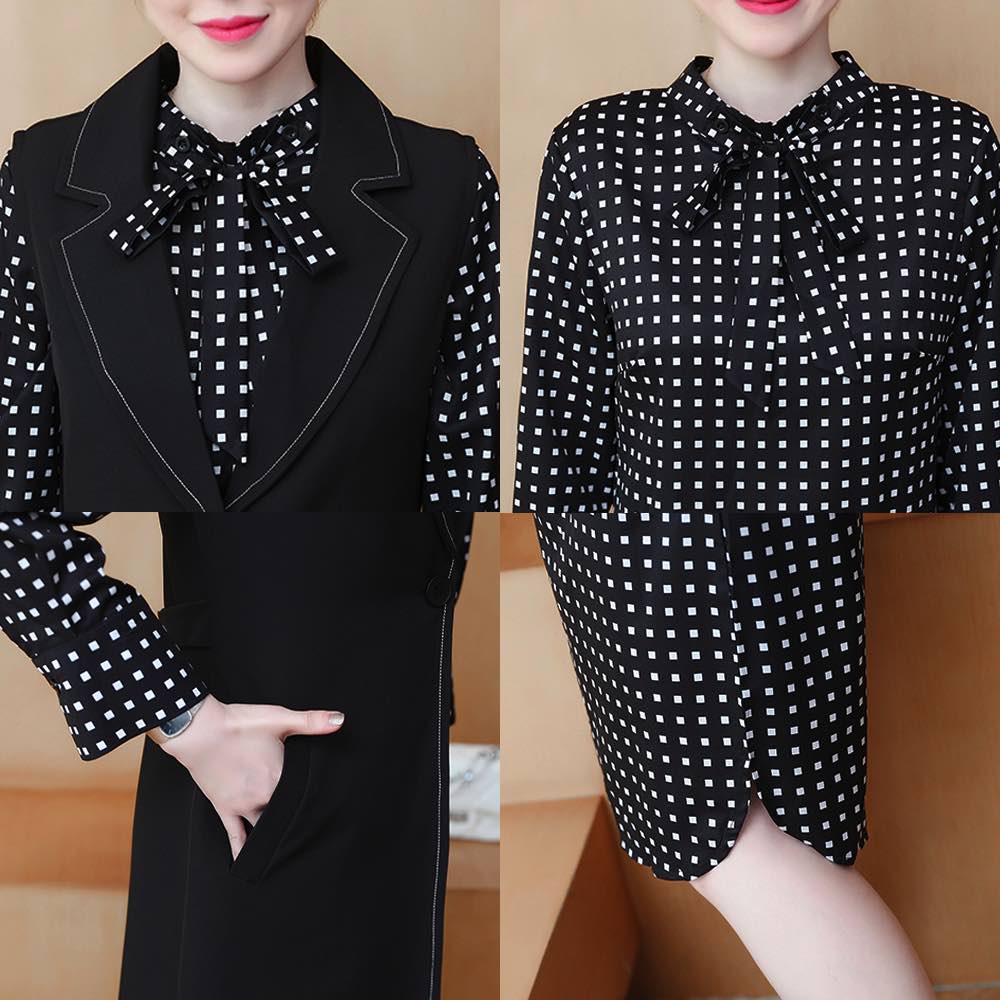 ワンピース レディース ベスト付き総柄ワンピース 厚手 20代 白 50代 大人 アウトドア 黒 かわいい ロング Aライン ブランド しっかり 安い ネック 人気 スカート 春 体感 カジュアル 大