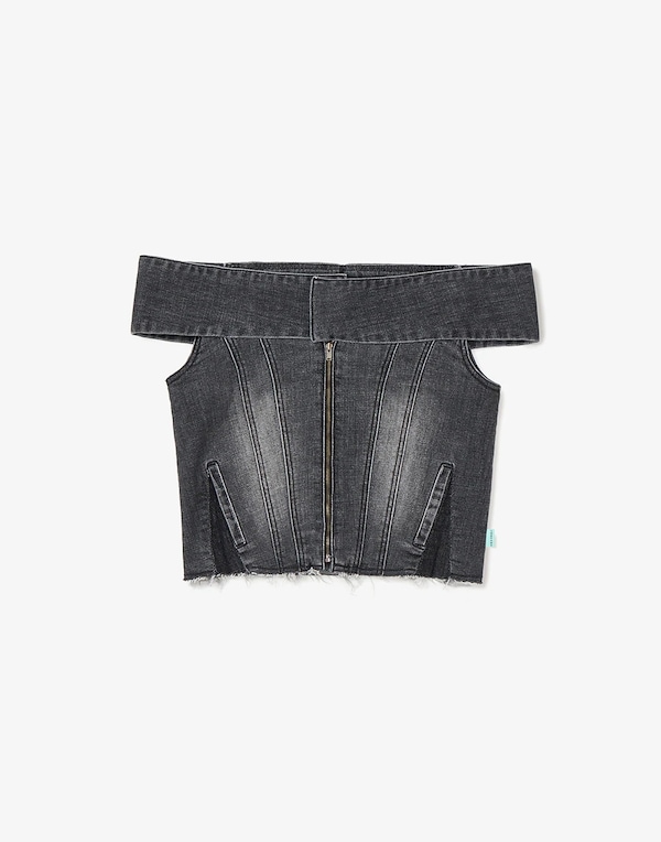 Qoo10 インスタントファンク OFF-SHOULDER 無地 ファスナ
