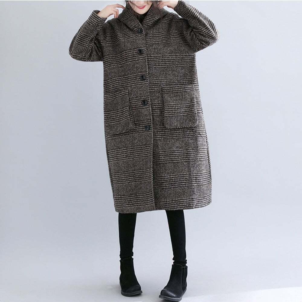 【送料無料】レディース 2カラー コート グレンチェック フード付き チェスター ロングコート