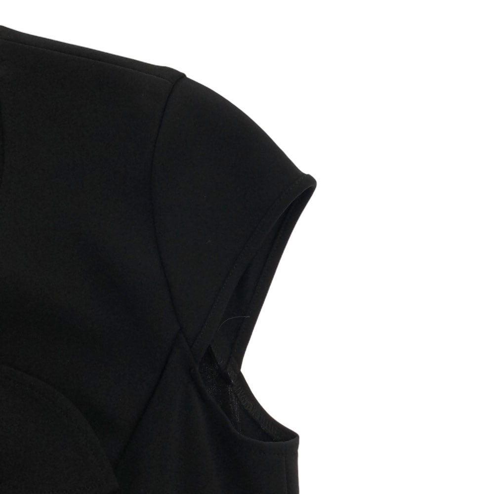 総柄 半袖 ワンピース 40 ブラック バックジップ レディース