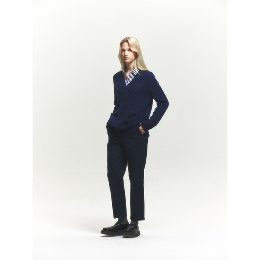 (ヘッジズレディース) 24FW ケーブルロングカーディガンネイビー HSSW4D906N2