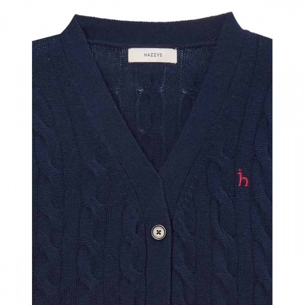 (ヘッジズレディース) 24FW ケーブルロングカーディガンネイビー HSSW4D906N2