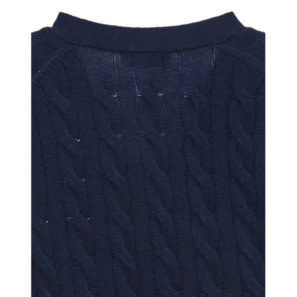 (ヘッジズレディース) 24FW ケーブルロングカーディガンネイビー HSSW4D906N2