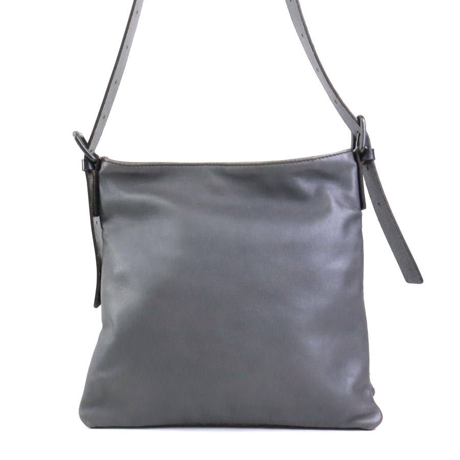 ボッテガヴェネタ BOTTEGAVENETA ショルダーバッグ レザー グレー×ブラック ユニセックス 56285g ボッテガヴェネタ BOTTEGAVENETA ショルダーバッグ レザー グレー×ブラック ユニセックス 56285g