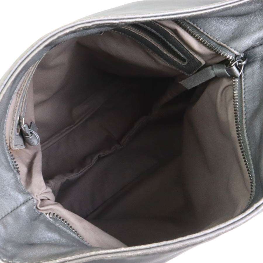 ボッテガヴェネタ BOTTEGAVENETA ショルダーバッグ レザー グレー×ブラック ユニセックス 56285g ボッテガヴェネタ BOTTEGAVENETA ショルダーバッグ レザー グレー×ブラック ユニセックス 56285g