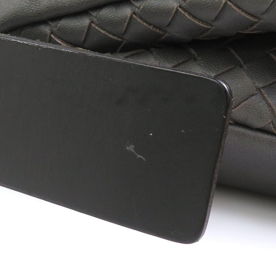 ボッテガヴェネタ BOTTEGAVENETA ショルダーバッグ レザー グレー×ブラック ユニセックス 56285g ボッテガヴェネタ BOTTEGAVENETA ショルダーバッグ レザー グレー×ブラック ユニセックス 56285g