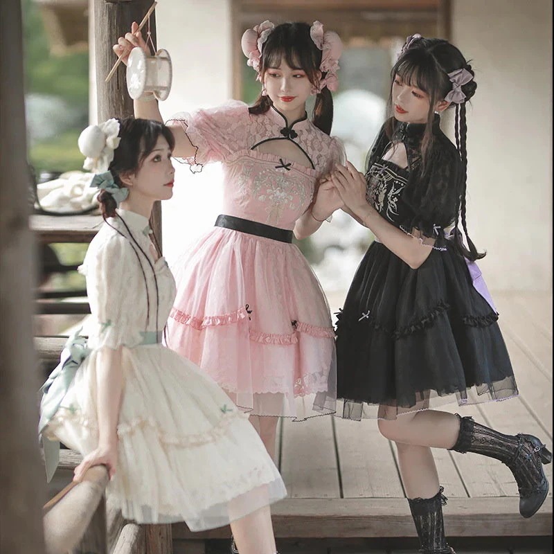新入荷中華ロリータ レースロリータドレス カップ付きワンピース チャイナ風ワンピース コスプレ ロ palmareklam.com