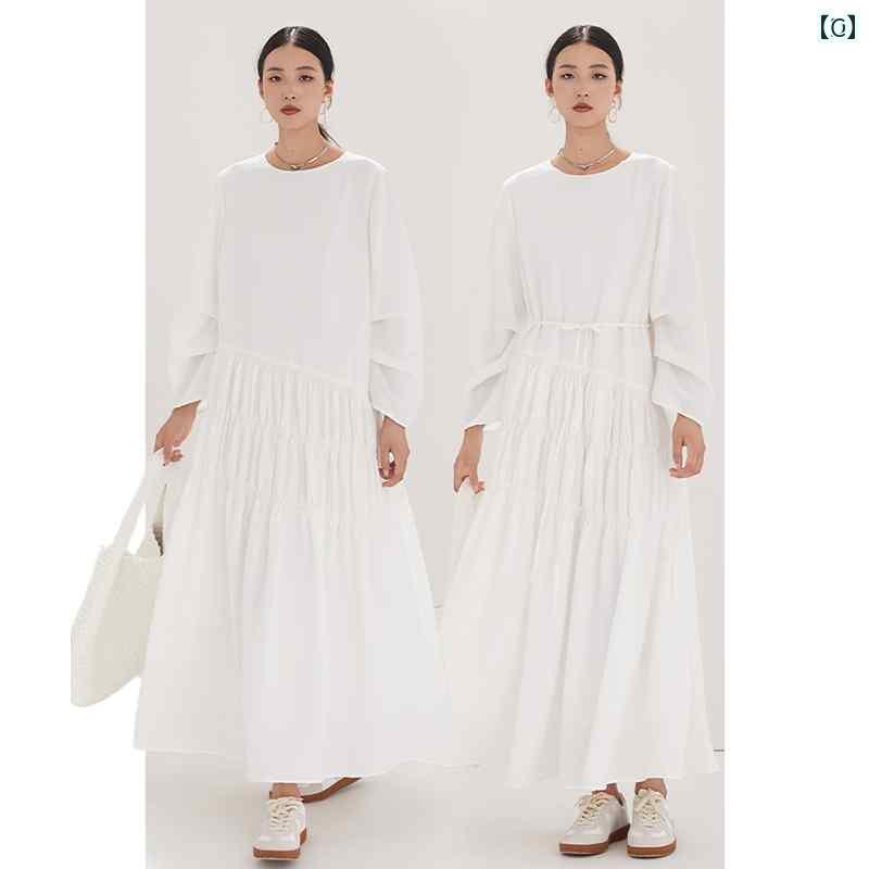 ワンピース ドレス レディース CR 婦人服春夏 秋 ホワイト ワンピース ロング スタイル 美麗 海辺の 休暇 ハイエンド ロング ワンピース