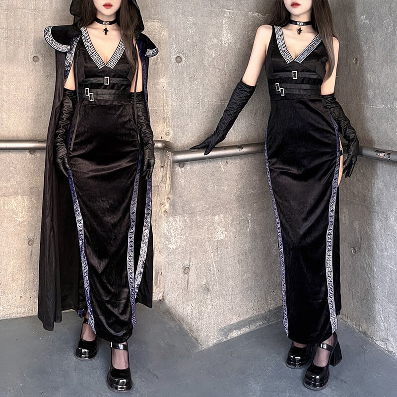 (3点セット)ハロウィン 巫女 魔女 スリット 仮装 コスプレ 衣装 セット (3点セット)ハロウィン 巫女 魔女 スリット 仮装 コスプレ 衣装 セット