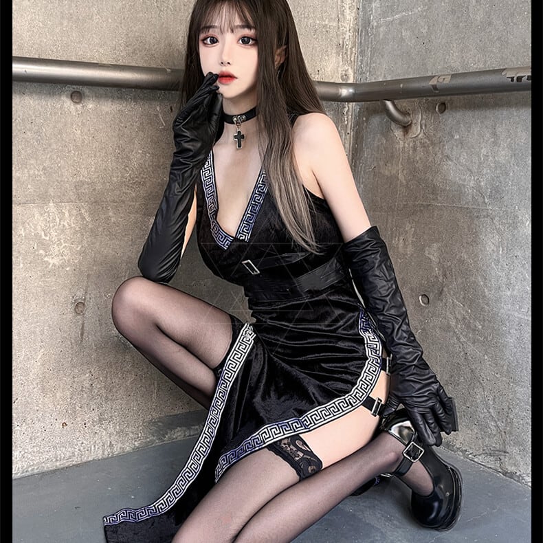 (3点セット)ハロウィン 巫女 魔女 スリット 仮装 コスプレ 衣装 セット (3点セット)ハロウィン 巫女 魔女 スリット 仮装 コスプレ 衣装 セット