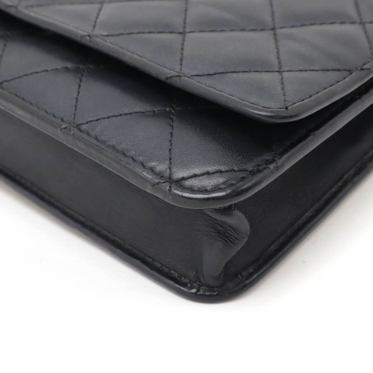 カンボンライン ココマーク チェーンウォレット ショルダーバッグ ポシェット カーフ エナメル ブラック 黒 シルバー金具 A4664 カンボンライン ココマーク チェーンウォレット ショルダーバッグ ポシェット カーフ エナメル ブラック 黒 シルバー金具 A4664