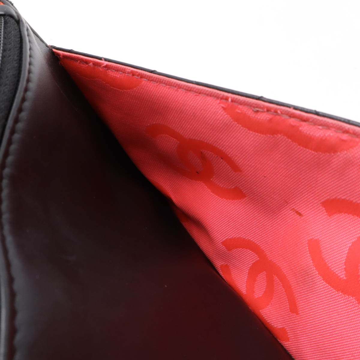 カンボンライン ココマーク チェーンウォレット ショルダーバッグ ポシェット カーフ エナメル ブラック 黒 シルバー金具 A4664 カンボンライン ココマーク チェーンウォレット ショルダーバッグ ポシェット カーフ エナメル ブラック 黒 シルバー金具 A4664