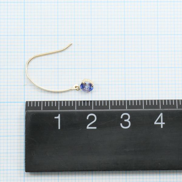 K10 10金 YG イエローゴールド ピアス 合成サファイア 総重量約0.6g ジュエリー 中古