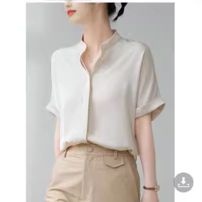 【1つ買うと10つ無料】2025夏の白い通勤ユニークな感覚短袖シャツの女性公務員インタビュープロフェッショナルシャツ女性 【1つ買うと10つ無料】2025夏の白い通勤ユニークな感覚短袖シャツの女性公務員インタビュープロフェッショナルシャツ女性