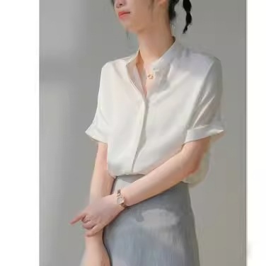 【1つ買うと10つ無料】2025夏の白い通勤ユニークな感覚短袖シャツの女性公務員インタビュープロフェッショナルシャツ女性 【1つ買うと10つ無料】2025夏の白い通勤ユニークな感覚短袖シャツの女性公務員インタビュープロフェッショナルシャツ女性
