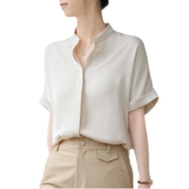 【1つ買うと10つ無料】2025夏の白い通勤ユニークな感覚短袖シャツの女性公務員インタビュープロフェッショナルシャツ女性 【1つ買うと10つ無料】2025夏の白い通勤ユニークな感覚短袖シャツの女性公務員インタビュープロフェッショナルシャツ女性