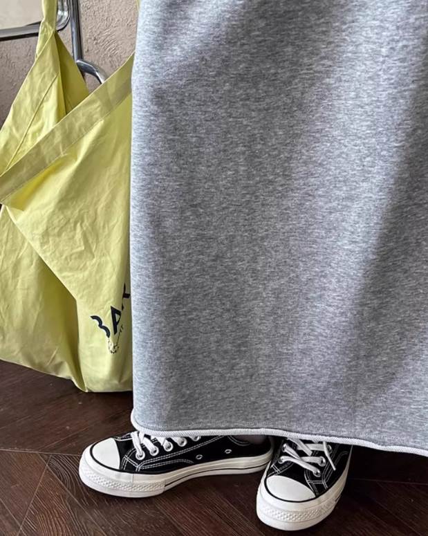 【送料無料】ブラック カラバリあり 伸縮性 落ち感 ウエストゴム ハイウエスト Aライン ロング丈 ひざ下 秋 スウェット レディース ボトムス