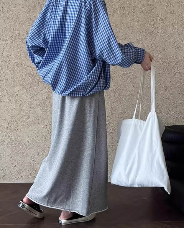 【送料無料】ブラック カラバリあり 伸縮性 落ち感 ウエストゴム ハイウエスト Aライン ロング丈 ひざ下 秋 スウェット レディース ボトムス