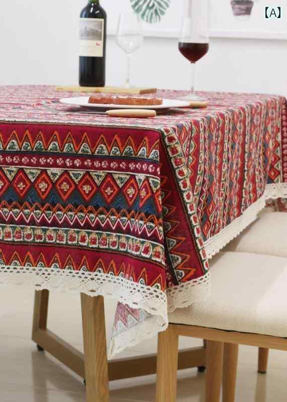 テーブルクロス 布 プリント 綿 リネン エスニック レトロ ボヘミアン カントリー 民族風 食卓 おしゃれ 柄 赤 青 レース 四角 長方形 テーブルクロス 布 プリント 綿 リネン エスニック レトロ ボヘミアン カントリー 民族風 食卓 おしゃれ 柄 赤 青 レース 四角 長方形
