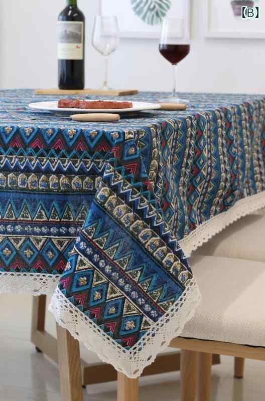テーブルクロス 布 プリント 綿 リネン エスニック レトロ ボヘミアン カントリー 民族風 食卓 おしゃれ 柄 赤 青 レース 四角 長方形 テーブルクロス 布 プリント 綿 リネン エスニック レトロ ボヘミアン カントリー 民族風 食卓 おしゃれ 柄 赤 青 レース 四角 長方形