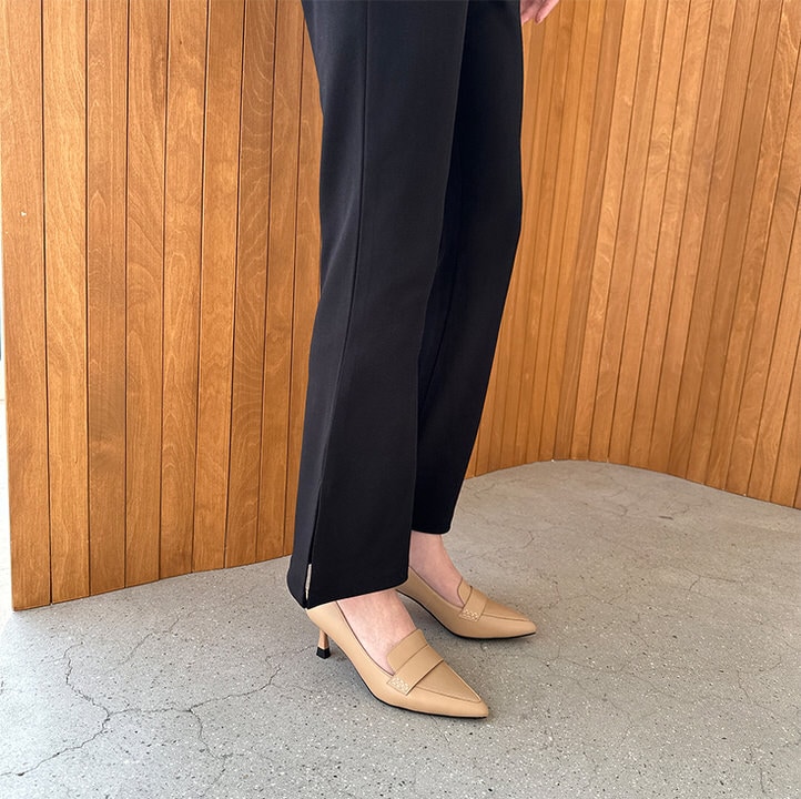 ローファー パンプス 天然牛革 プレーン ポインテッドトゥ レディース 黒 ベージュ 白