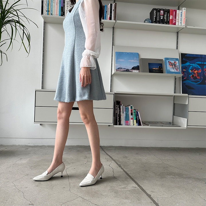 ローファー パンプス 天然牛革 プレーン ポインテッドトゥ レディース 黒 ベージュ 白