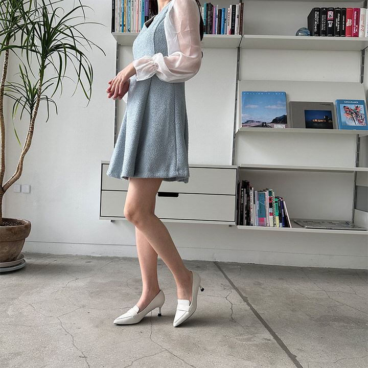 ローファー パンプス 天然牛革 プレーン ポインテッドトゥ レディース 黒 ベージュ 白