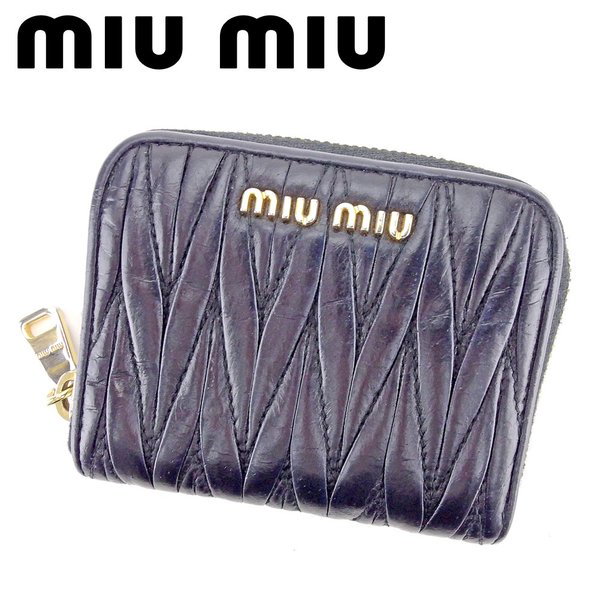 MIU MIU フラグメントケース マテラッセ 小銭入れ レザー ベージュ たくましく