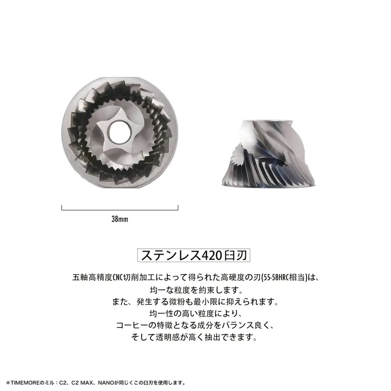 TIMEMORE Chestnut C2 MAX 手動コーヒーミル - 30g容量36段階調整可能な挽き目ステンレススチール製バーアルミとプラスチック製ボディ丸型手動で簡単かつ均一 TIMEMORE Chestnut C2 MAX 手動コーヒーミル - 30g容量36段階調整可能な挽き目ステンレススチール製バーアルミとプラスチック製ボディ丸型手動で簡単かつ均一