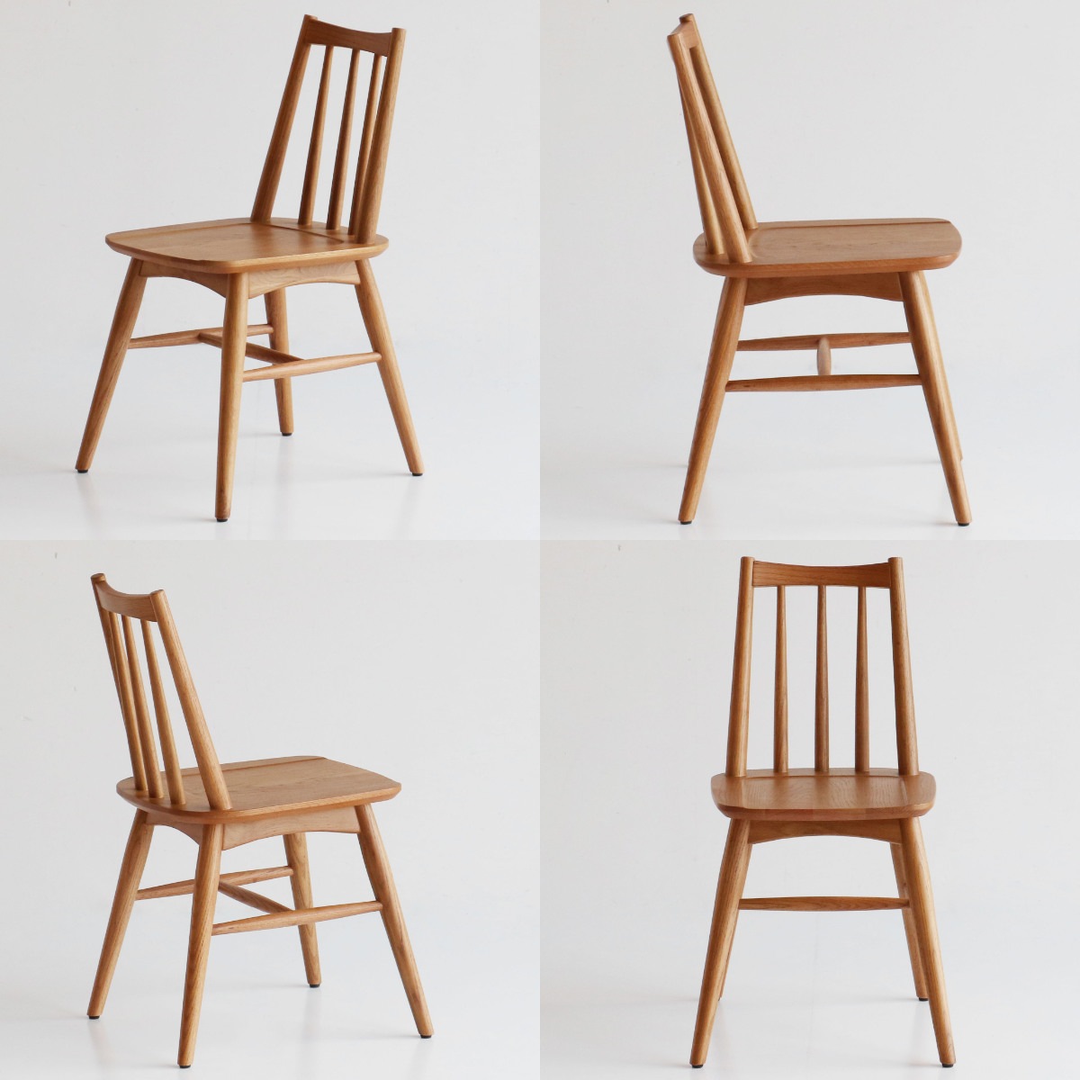 ダイニングチェア 座面高42.5cm ウィンザー調 Herit 食卓椅子 チェア チェアー イス 椅子 いす ダイニング 木製 天然木 オーク 肘なし アームレス 完成品 食卓 リビング