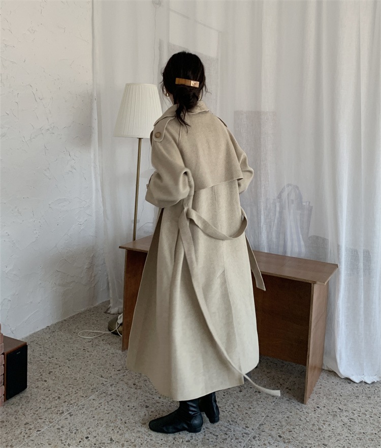 INSスタイル レトロ デザインセンス ウォーム カジュアル ダブルカシミア コート ハンドメイド ロング コート INSスタイル レトロ デザインセンス ウォーム カジュアル ダブルカシミア コート ハンドメイド ロング コート