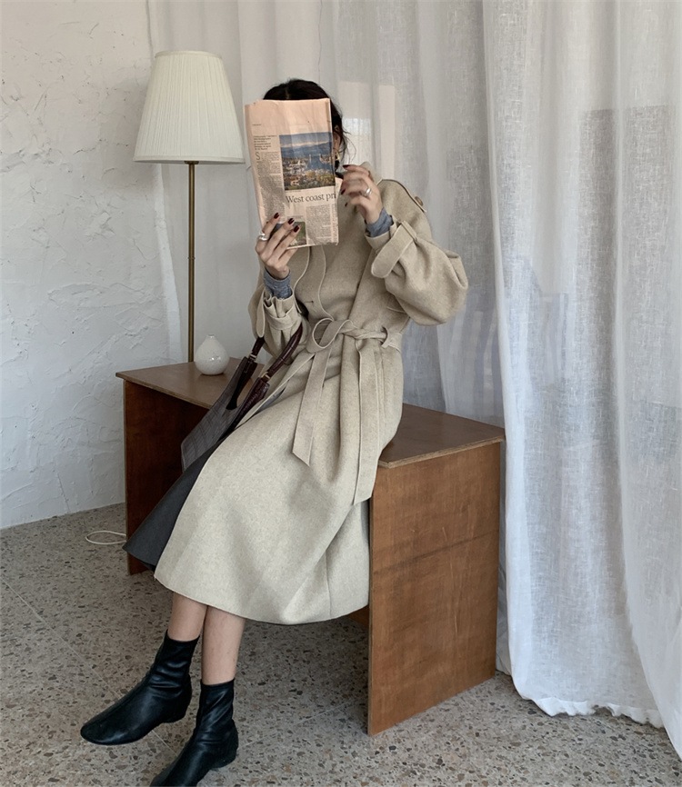 INSスタイル レトロ デザインセンス ウォーム カジュアル ダブルカシミア コート ハンドメイド ロング コート INSスタイル レトロ デザインセンス ウォーム カジュアル ダブルカシミア コート ハンドメイド ロング コート