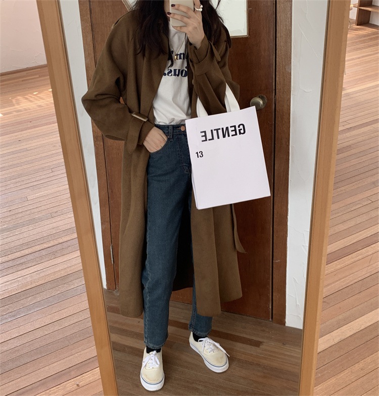 INSスタイル レトロ デザインセンス ウォーム カジュアル ダブルカシミア コート ハンドメイド ロング コート INSスタイル レトロ デザインセンス ウォーム カジュアル ダブルカシミア コート ハンドメイド ロング コート