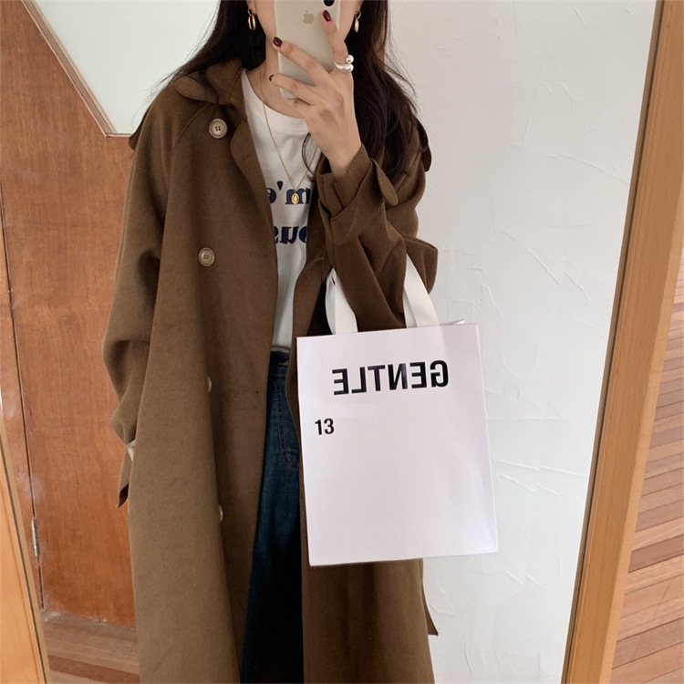 INSスタイル レトロ デザインセンス ウォーム カジュアル ダブルカシミア コート ハンドメイド ロング コート INSスタイル レトロ デザインセンス ウォーム カジュアル ダブルカシミア コート ハンドメイド ロング コート