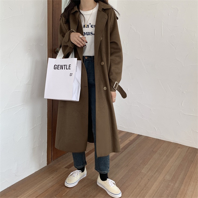 INSスタイル レトロ デザインセンス ウォーム カジュアル ダブルカシミア コート ハンドメイド ロング コート INSスタイル レトロ デザインセンス ウォーム カジュアル ダブルカシミア コート ハンドメイド ロング コート