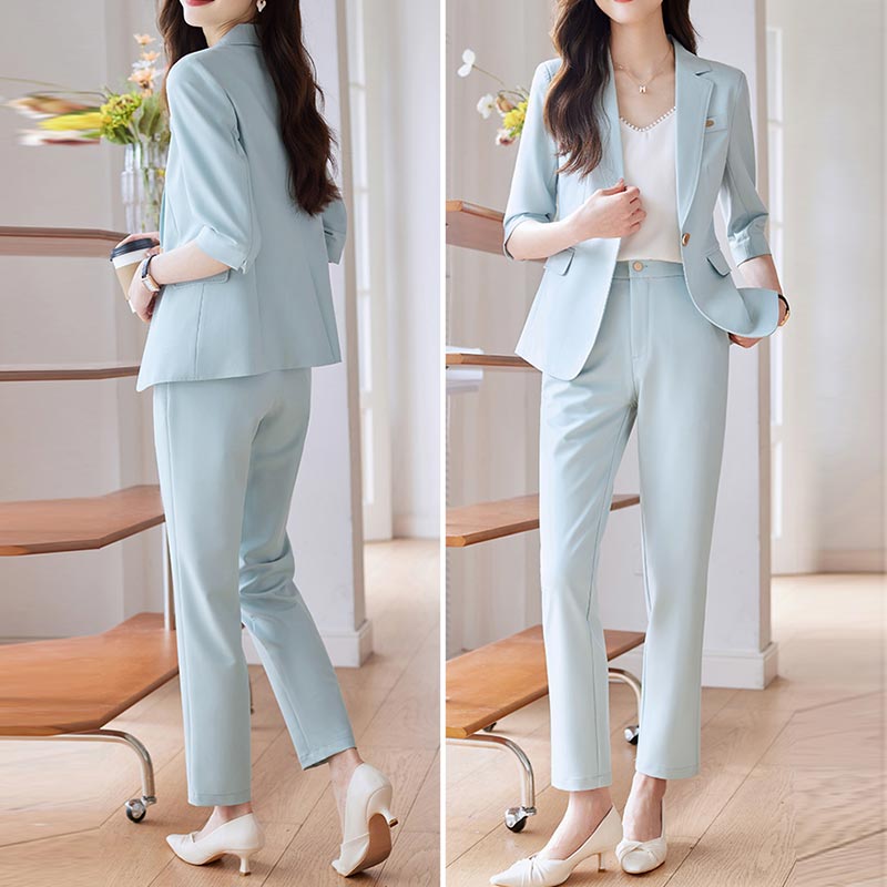 送料無料 全4色 パンツスーツ レディース ベージュ ブラック スーツ 2点セット ブルー カーキ 無地 オシャレ 7分袖 テーラードジャケット スーツセット オフィススーツ 通勤 OL カジュアルス 送料無料 全4色 パンツスーツ レディース ベージュ ブラック スーツ 2点セット ブルー カーキ 無地 オシャレ 7分袖 テーラードジャケット スーツセット オフィススーツ 通勤 OL カジュアルス