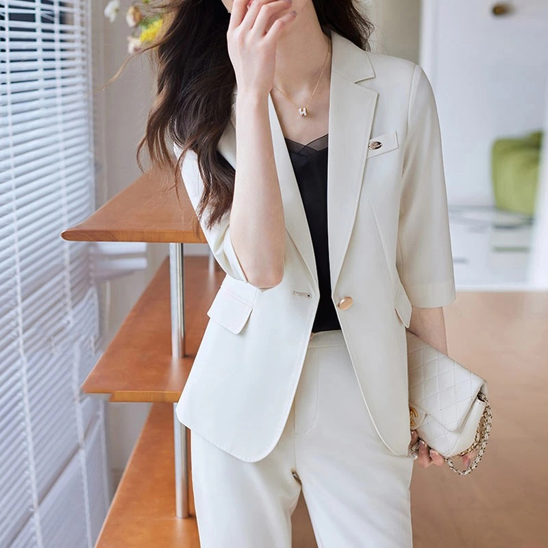 送料無料 全4色 パンツスーツ レディース ベージュ ブラック スーツ 2点セット ブルー カーキ 無地 オシャレ 7分袖 テーラードジャケット スーツセット オフィススーツ 通勤 OL カジュアルス 送料無料 全4色 パンツスーツ レディース ベージュ ブラック スーツ 2点セット ブルー カーキ 無地 オシャレ 7分袖 テーラードジャケット スーツセット オフィススーツ 通勤 OL カジュアルス