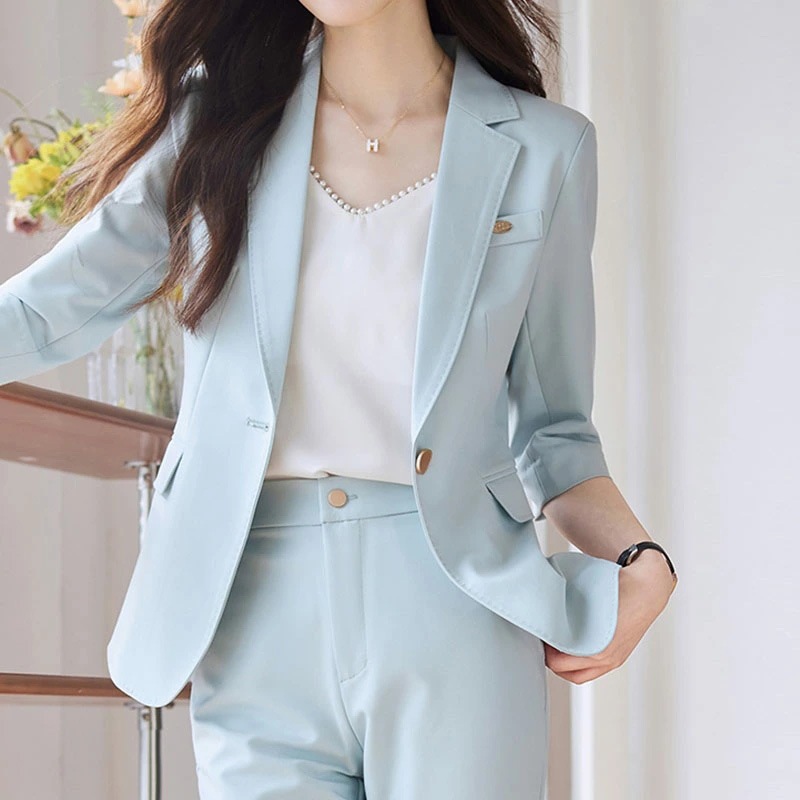 送料無料 全4色 パンツスーツ レディース ベージュ ブラック スーツ 2点セット ブルー カーキ 無地 オシャレ 7分袖 テーラードジャケット スーツセット オフィススーツ 通勤 OL カジュアルス 送料無料 全4色 パンツスーツ レディース ベージュ ブラック スーツ 2点セット ブルー カーキ 無地 オシャレ 7分袖 テーラードジャケット スーツセット オフィススーツ 通勤 OL カジュアルス