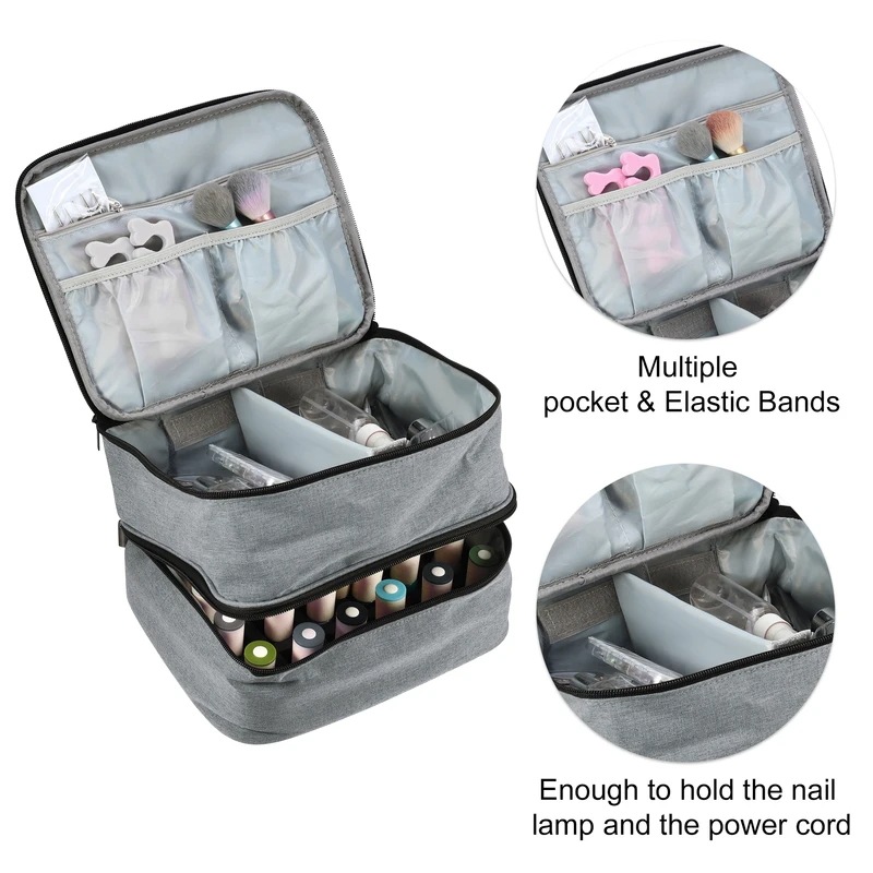 VOcoste-キャリングケース30本,ポータブルトラベル,ダブルレイヤー,マニキュアケース,化粧品収納,オーガナイザーケース