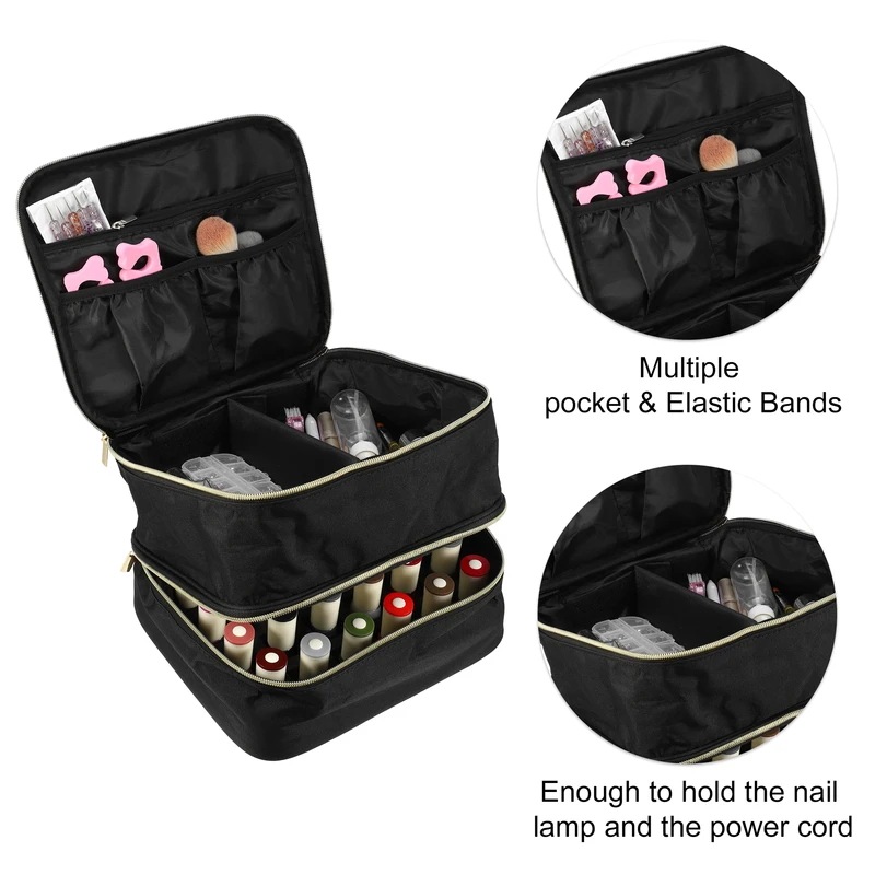 VOcoste-キャリングケース30本,ポータブルトラベル,ダブルレイヤー,マニキュアケース,化粧品収納,オーガナイザーケース