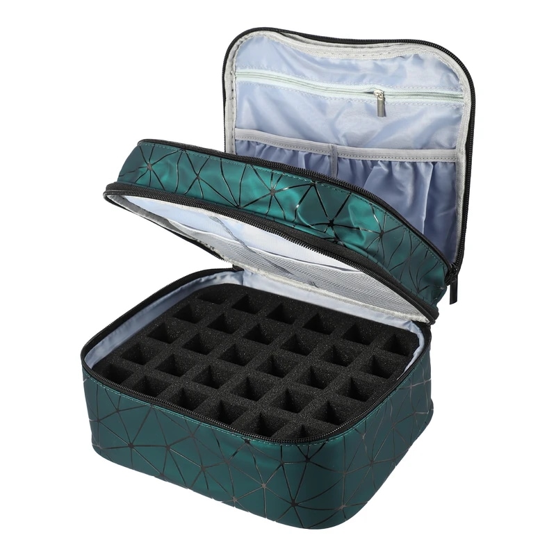 VOcoste-キャリングケース30本,ポータブルトラベル,ダブルレイヤー,マニキュアケース,化粧品収納,オーガナイザーケース