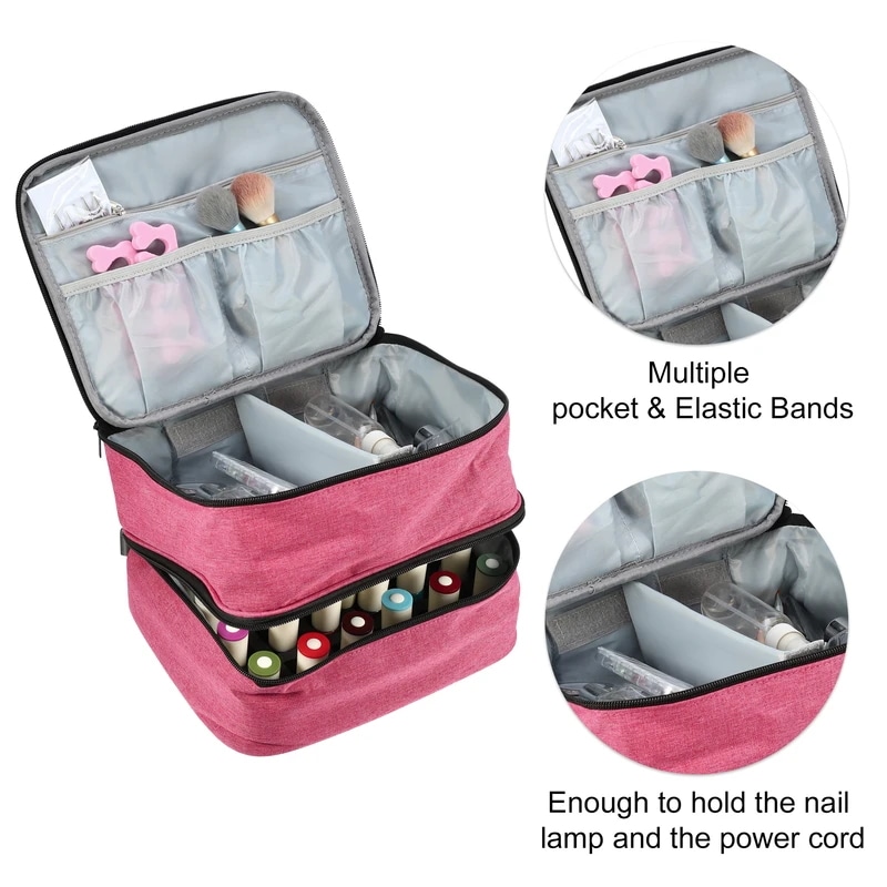 VOcoste-キャリングケース30本,ポータブルトラベル,ダブルレイヤー,マニキュアケース,化粧品収納,オーガナイザーケース