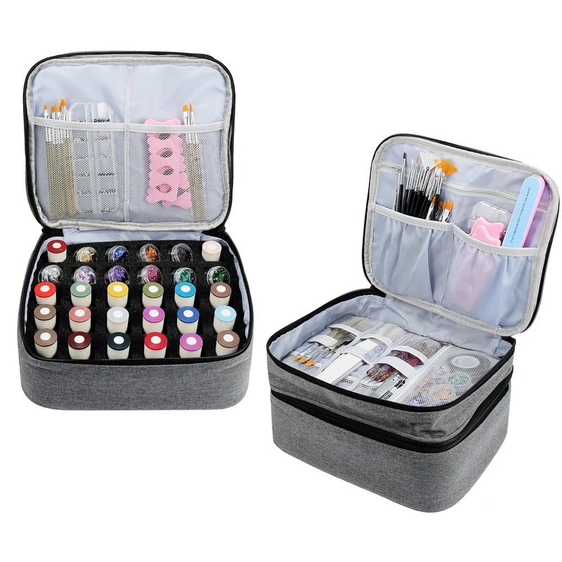 VOcoste-キャリングケース30本,ポータブルトラベル,ダブルレイヤー,マニキュアケース,化粧品収納,オーガナイザーケース