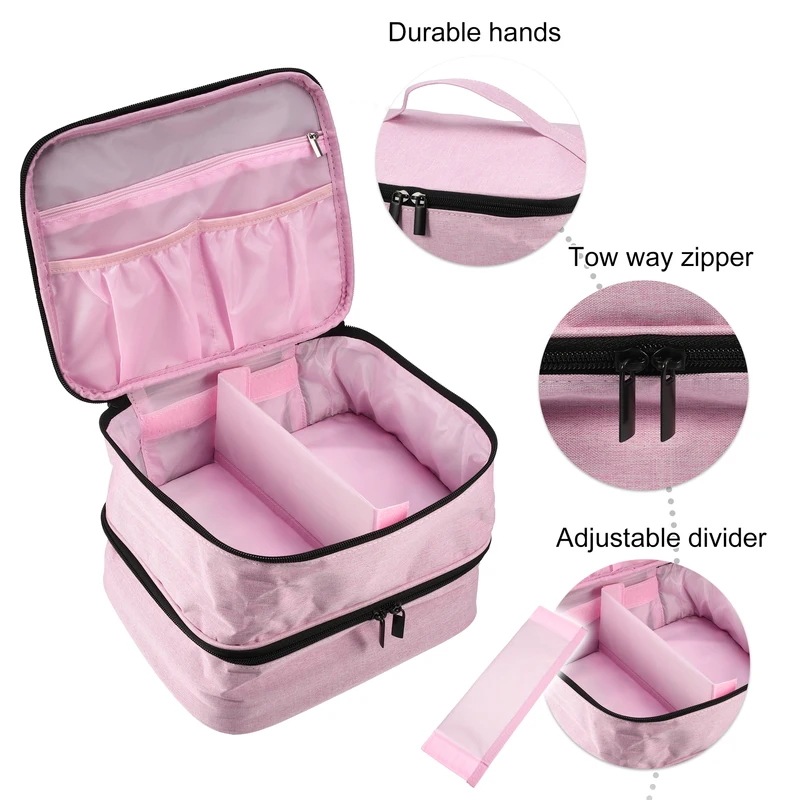 VOcoste-キャリングケース30本,ポータブルトラベル,ダブルレイヤー,マニキュアケース,化粧品収納,オーガナイザーケース