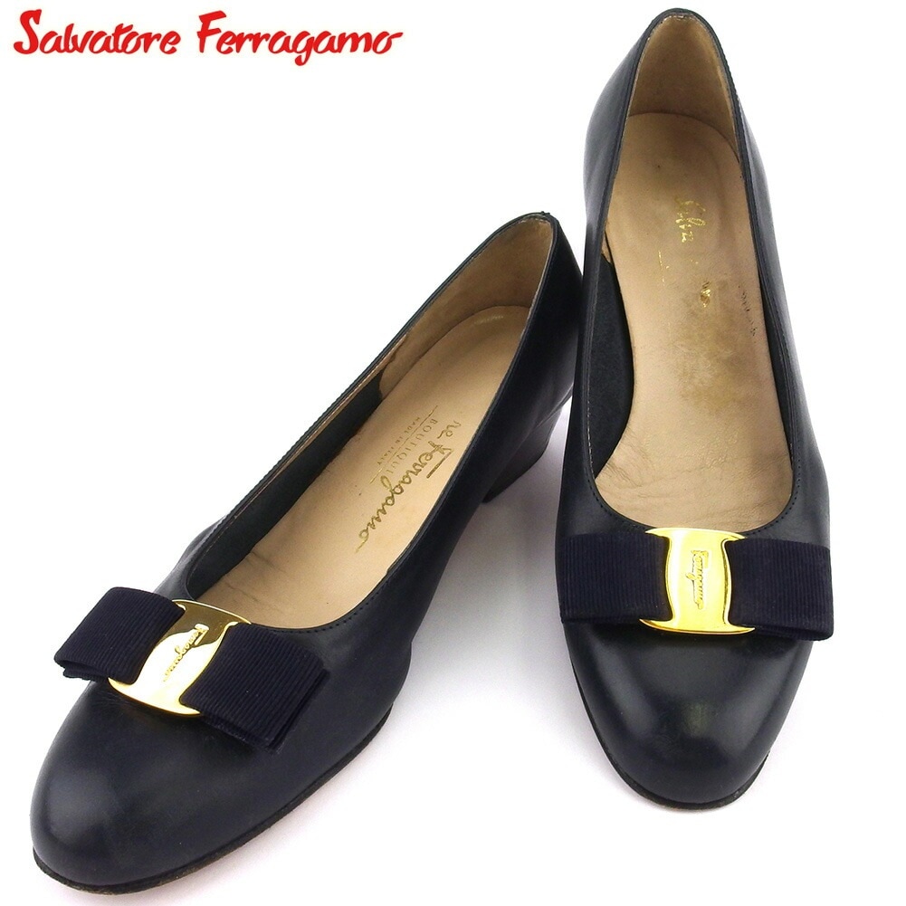 フェラガモ パンプス ネイビー / モカシン42 フェラガモ パンプス ネイビー ネイビー（紺）系 FERRAGAMO(フェラガモ