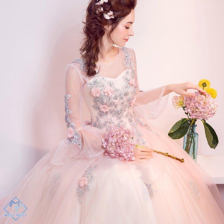 ウエディングドレス 長袖 カラードレス コンサート 安い 結婚式 ロングドレス 演奏会 二次会 プリ