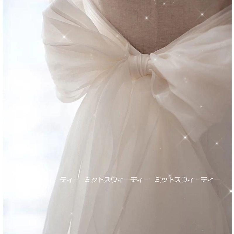 韓国ファッション前撮り スレンダードレス ウエディングドレス 二次会 ウェディングドレス 花嫁 エレガント パーティー 結婚式 ロングドレス オフショルダー リゾート トレーン