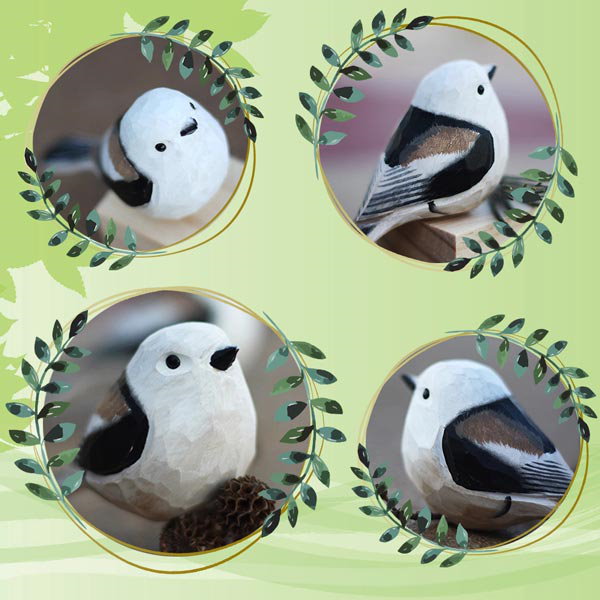 小さなウッドキューブ　シマエナガ 小さなウッドキューブ シマエナガ