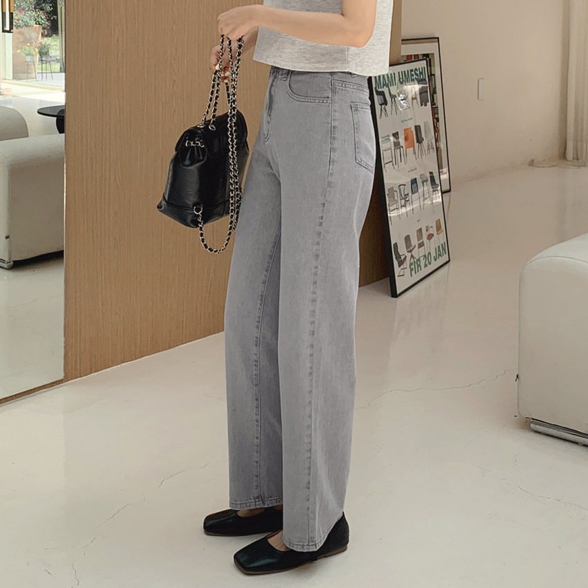 [tje0149] 韓国ファッション 3SIZE 3TYPE クーリングワイドグレーデニムパンツ